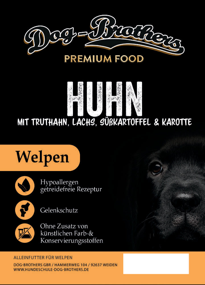 Huhn mit Truthahn, Lachs, Süßkartoffel & Karotte